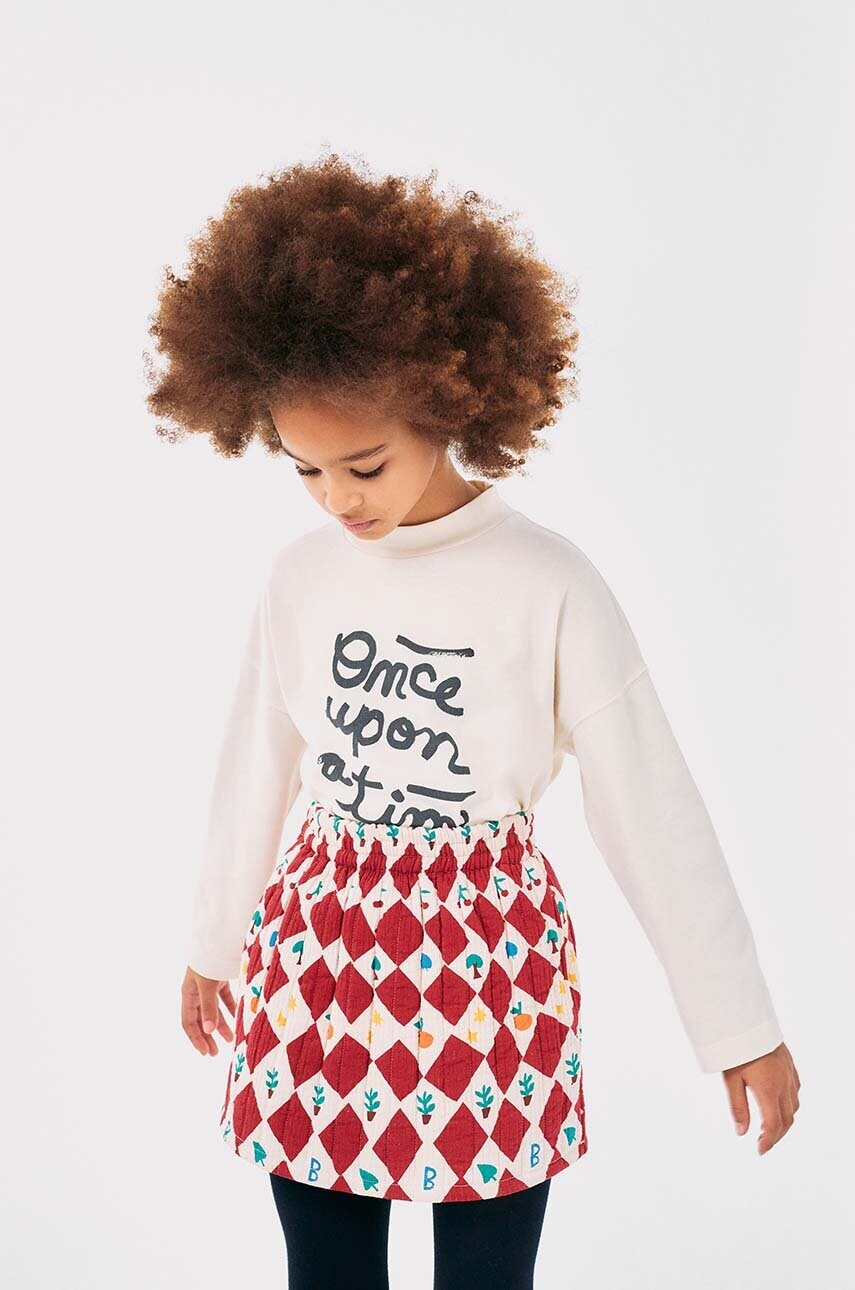 Bobo Choses fusta din bumbac pentru copii Harlequin culoarea rosu, mini, evazati, 224AC069 Bobo Choses fusta din bumbac pentru copii Harlequin culoarea rosu, mini, evazati, 224AC069