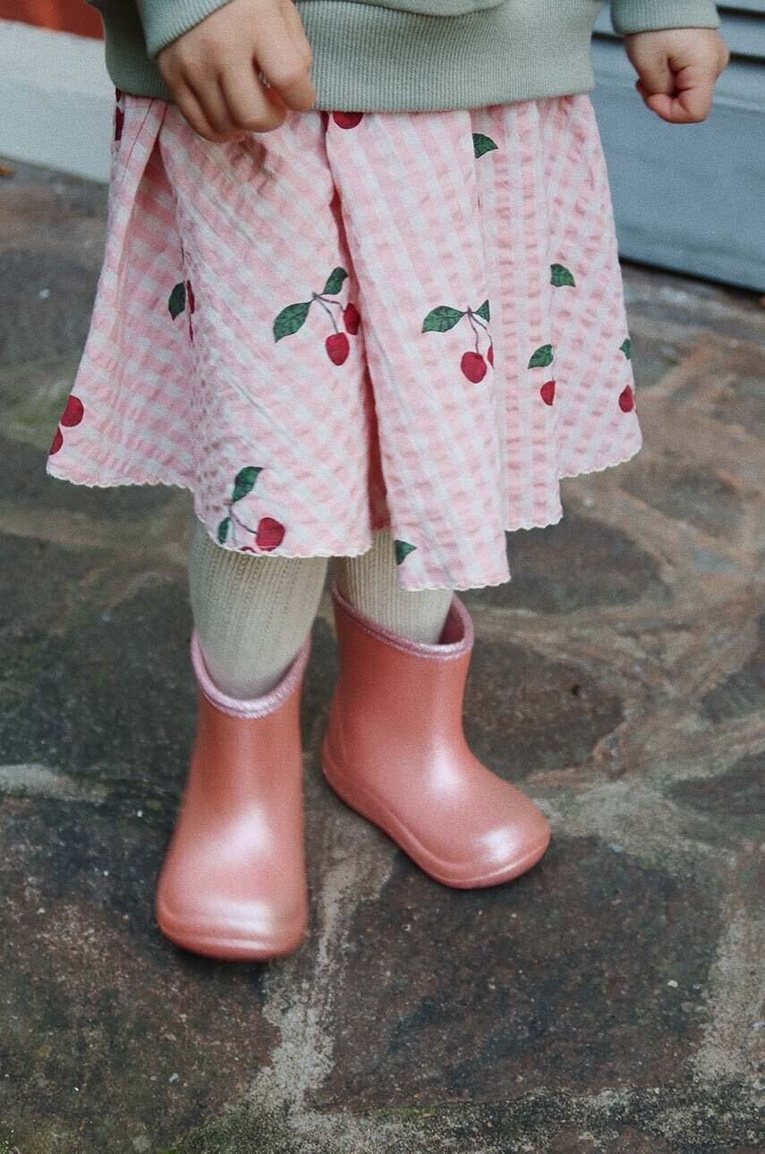 Konges Sløjd fusta din bumbac pentru copii KIM SKIRT GOTS culoarea roz, mini, evazati, KS101548