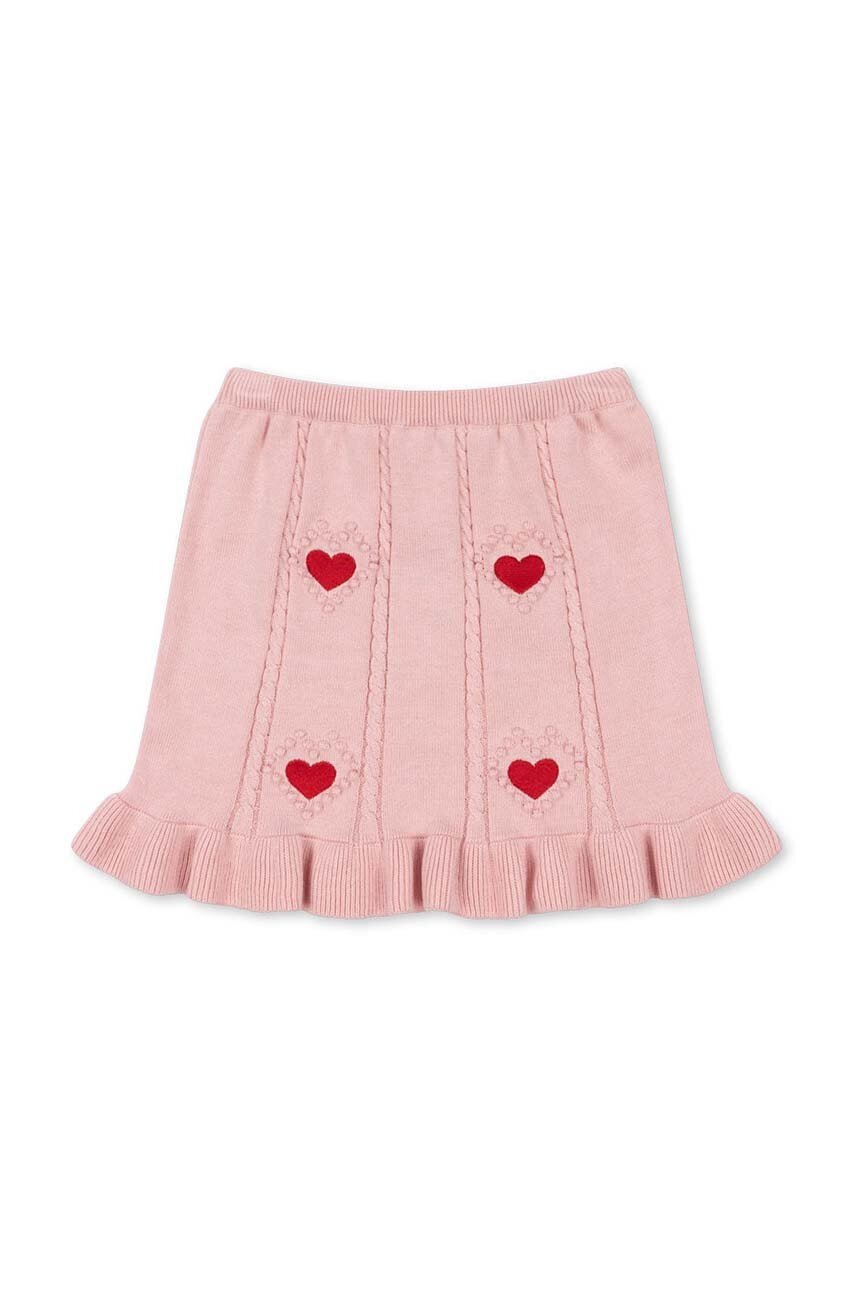 Дитяча бавовняна спідниця Konges Sløjd SOLEIL KNIT SKIRT GOTS колір рожевий mini розкльошена KS101688