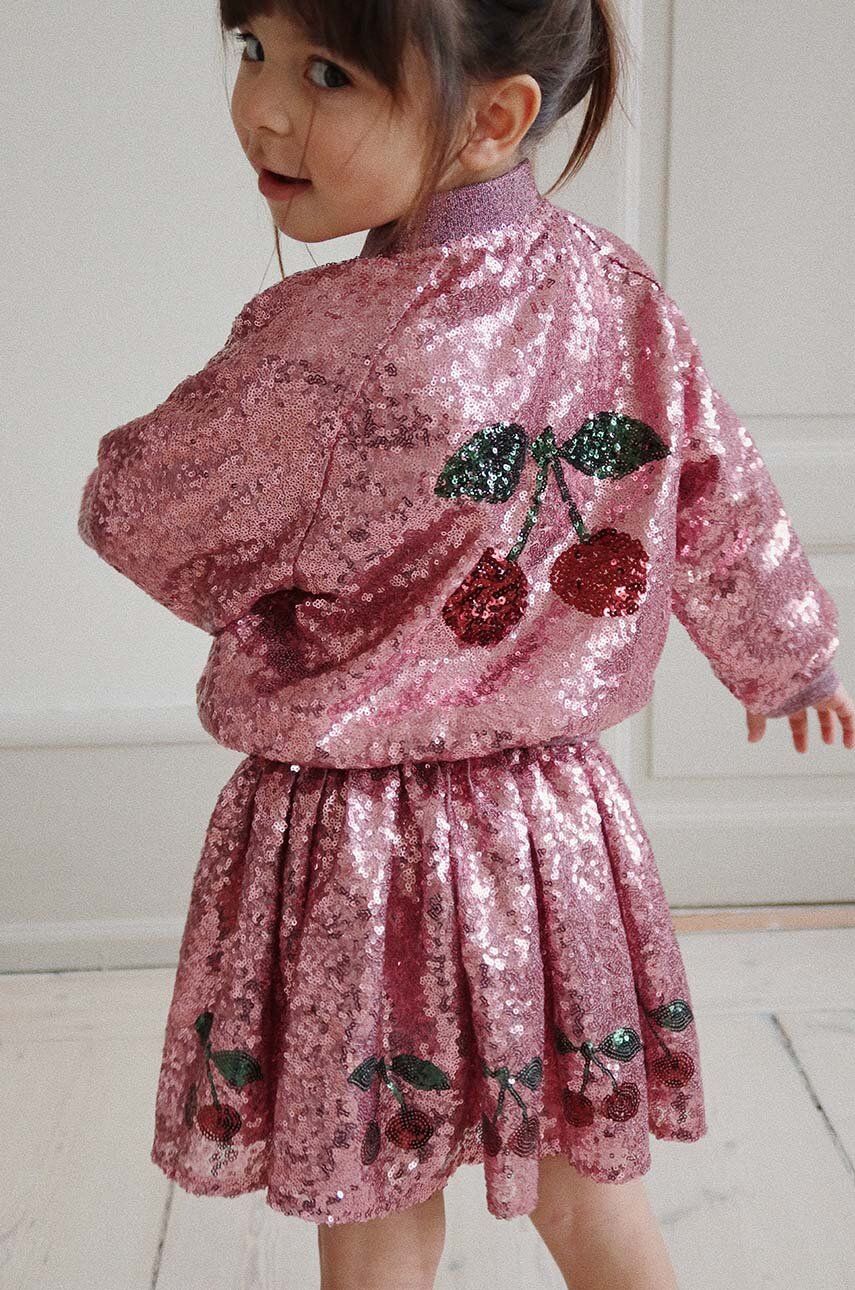 Konges Sløjd fusta fete STARLA SEQUIN SKIRT culoarea roz, mini, evazati, KS101691