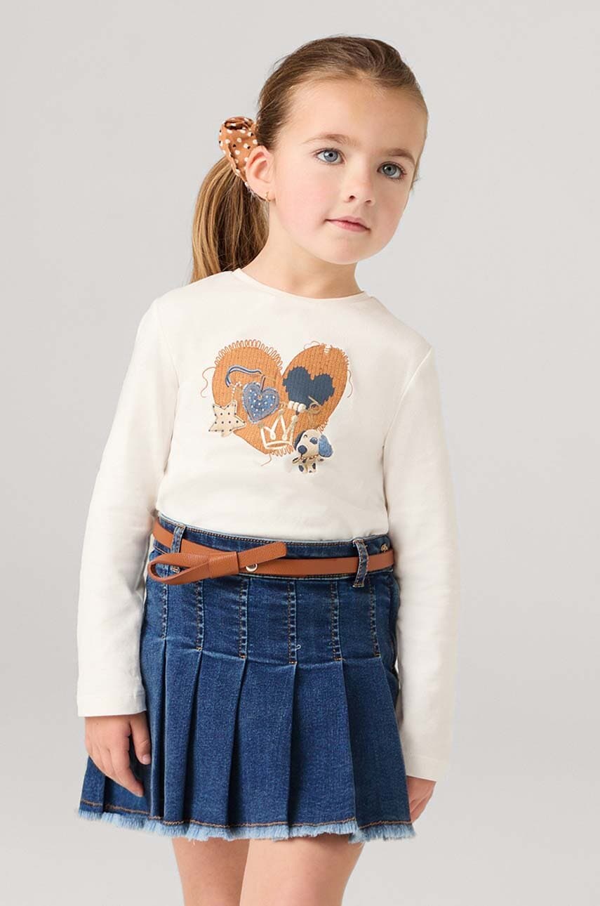 Mayoral fustă din denim pentru copii culoarea bleumarin, mini, dreaptă, 4906 Mayoral fustă din denim pentru copii culoarea bleumarin, mini, dreaptă, 4906