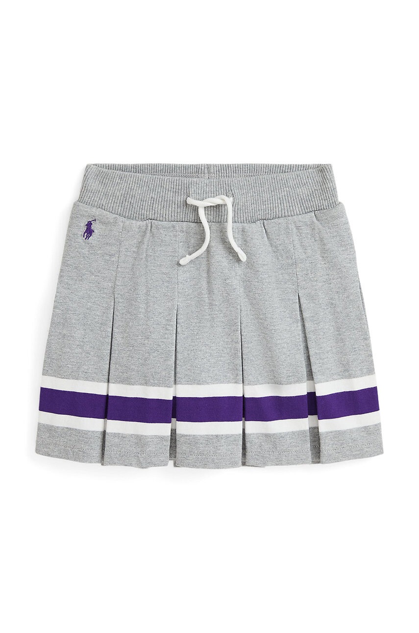 Детская хлопковая юбка Polo Ralph Lauren цвет серый mini прямая 312950967001 Детская хлопковая юбка Polo Ralph Lauren цвет серый mini прямая 312950967001