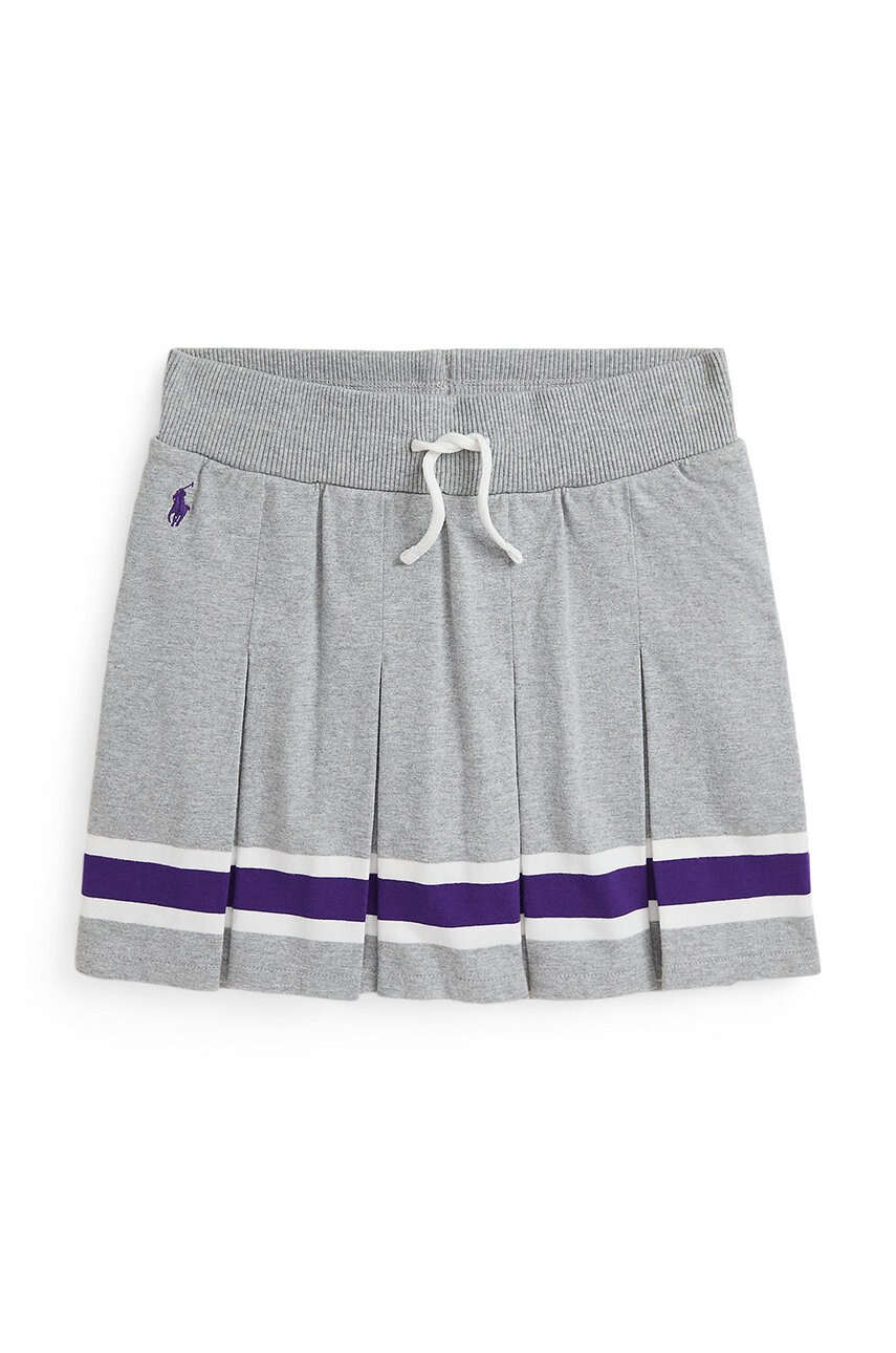 Дитяча бавовняна спідниця Polo Ralph Lauren колір сірий mini пряма 313950967001