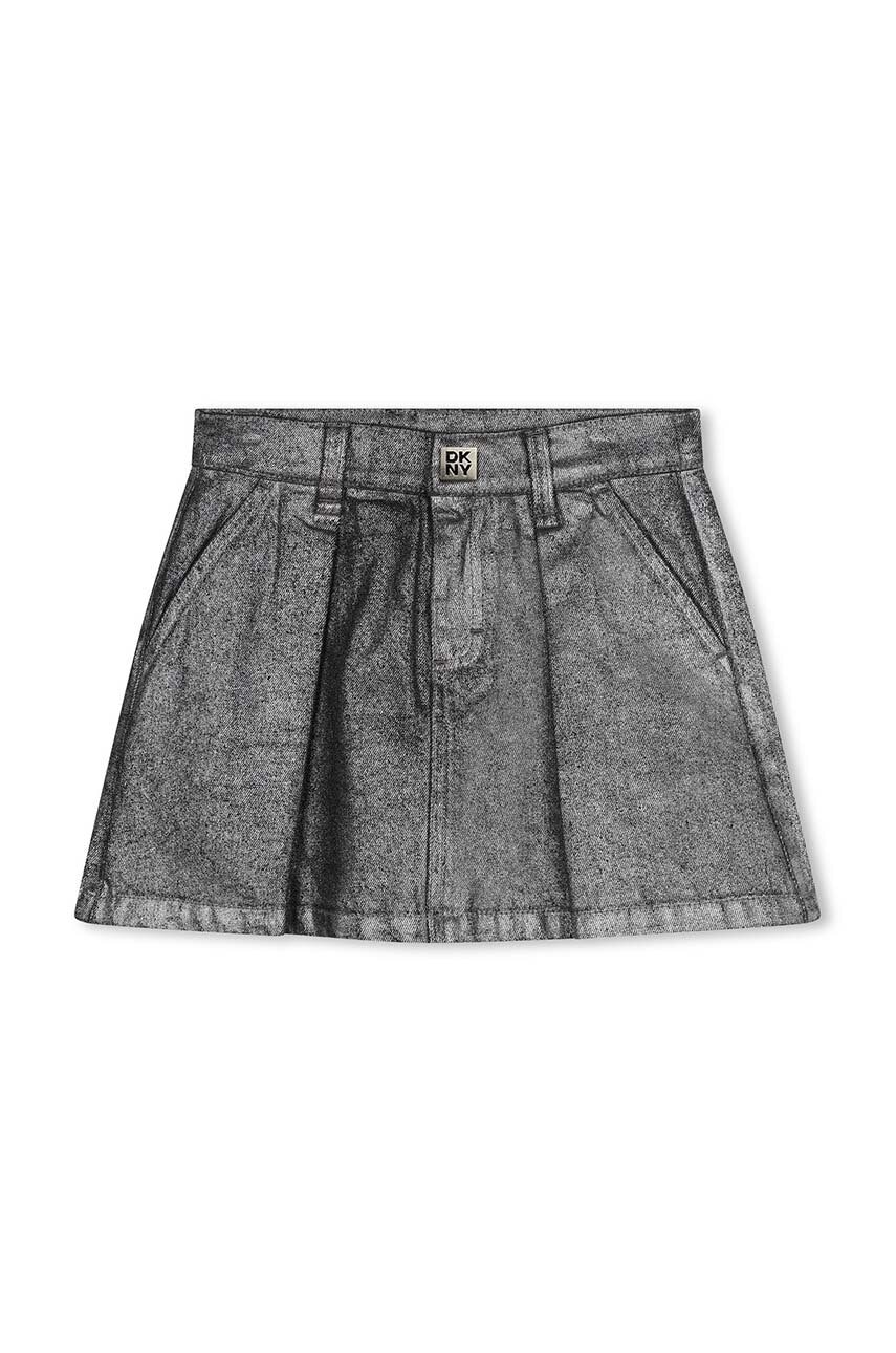Дитяча джинсова спідниця Dkny колір сірий mini пряма D60227 Дитяча джинсова спідниця Dkny колір сірий mini пряма D60227