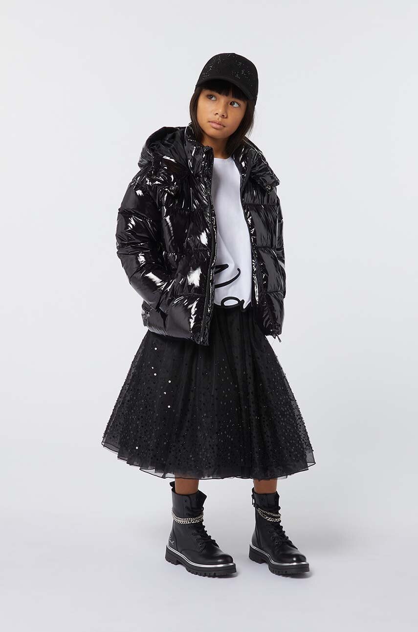 Karl Lagerfeld fusta fete culoarea negru, midi, evazati, Z30199 Karl Lagerfeld fusta fete culoarea negru, midi, evazati, Z30199