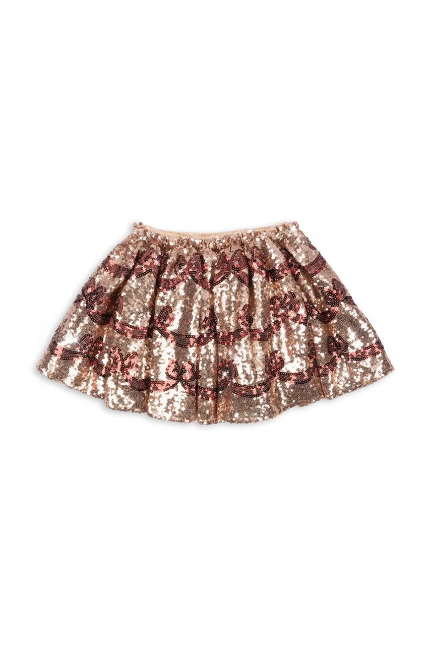 Levně Sukně Konges Sløjd STARLA BOW WOW SKIRT zlatá barva, mini, áčková, KS102173