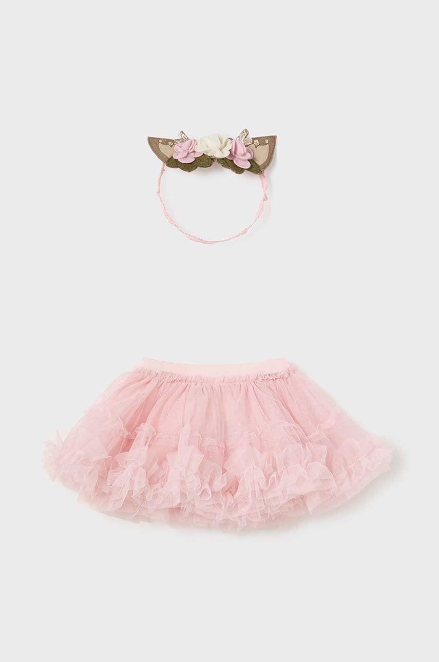 Mayoral Newborn fusta bebeluși și bentiță culoarea roz, mini, evazati, 2803