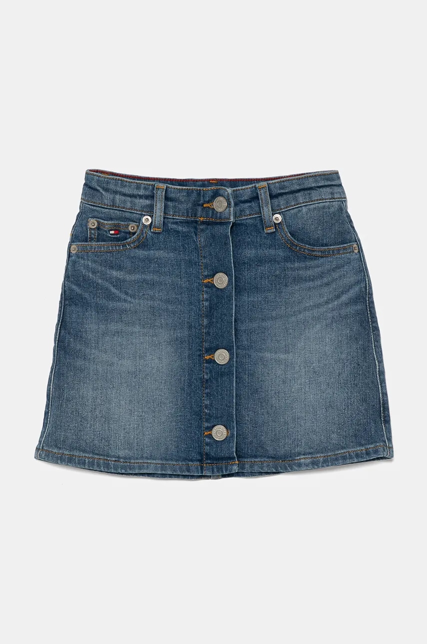 Детская джинсовая юбка Tommy Hilfiger цвет синий mini прямая KG0KG08243 Детская джинсовая юбка Tommy Hilfiger цвет синий mini прямая KG0KG08243