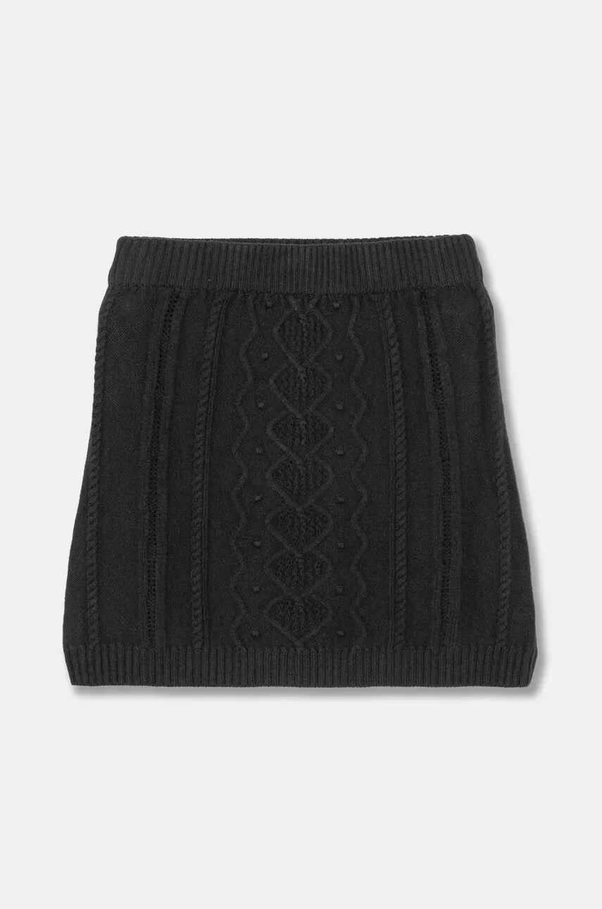 United Colors of Benetton fustă din amestec de lână pentru copii culoarea negru, mini, drept, 1WUAC000E United Colors of Benetton fustă din amestec de lână pentru copii culoarea negru, mini, drept, 1WUAC000E