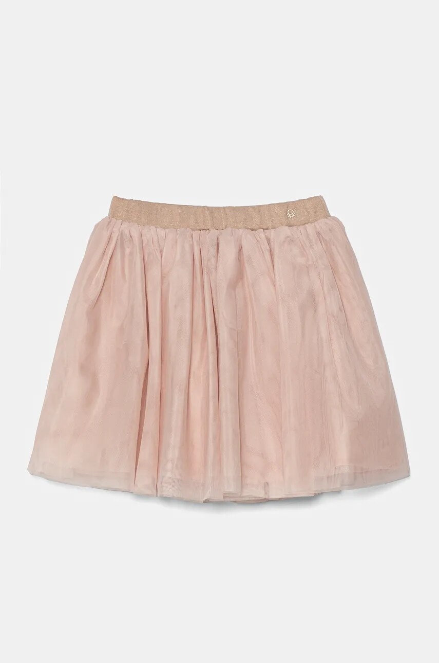 Levně Dětská sukně United Colors of Benetton růžová barva, mini, áčková, 4EDRC001X