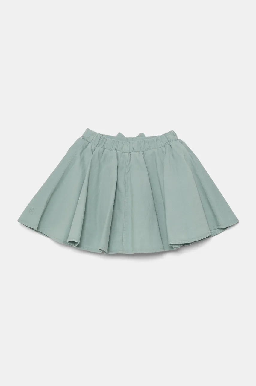 Детская вельветовая юбка United Colors of Benetton цвет зелёный mini расклешённая 4O5GG000Y Детская вельветовая юбка United Colors of Benetton цвет зелёный mini расклешённая 4O5GG000Y