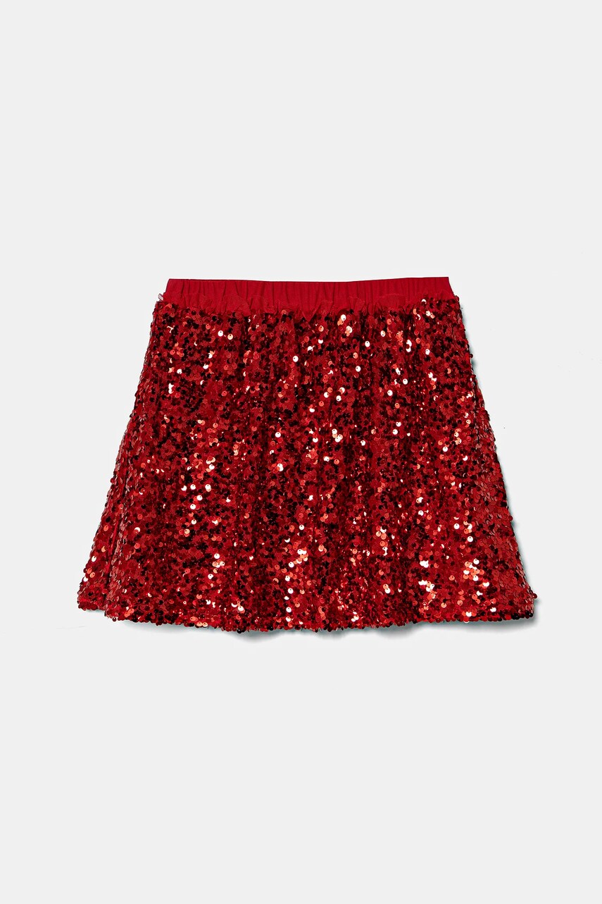 Levně Dětská sukně United Colors of Benetton červená barva, mini, áčková, 48U9C001S
