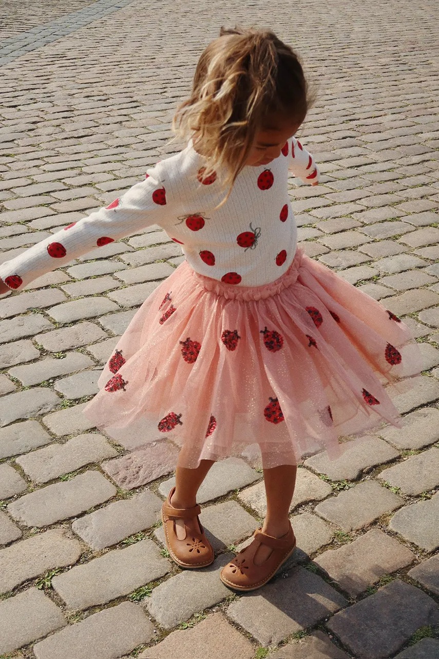 

Детска пола Konges Sløjd YVONNE LADYBUG SKIRT в оранжево къса разкроена KS102218, Оранжев