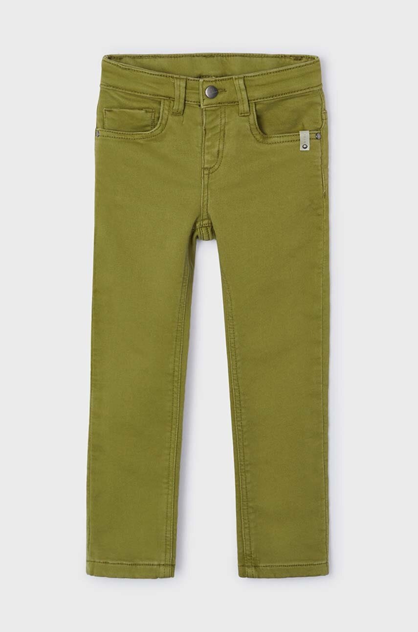 Детские брюки Mayoral Sponie soft slim fit цвет зелёный однотонные 4539
