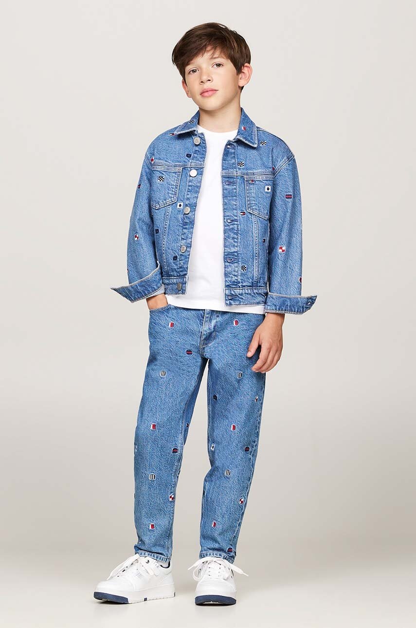 

Детски дънки Tommy Hilfiger ARCHIVE FLAGS EMBROIDERED KB0KB09183, Син