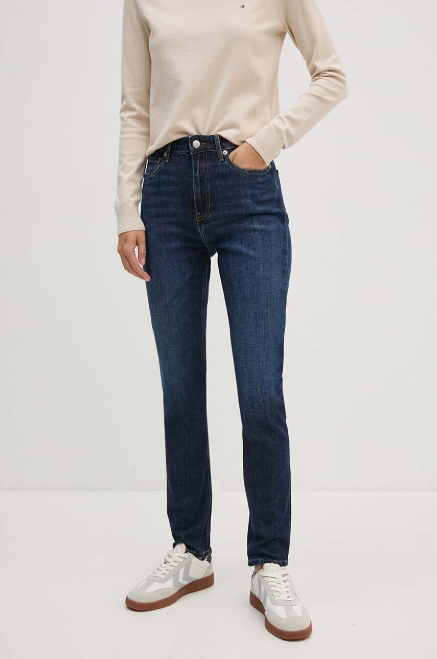 Levně Džíny Tommy Hilfiger dámské, tmavomodrá barva, WW0WW42204