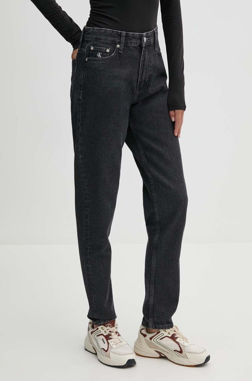 

Дънки Calvin Klein Jeans с висока талия J20J223636, Сив
