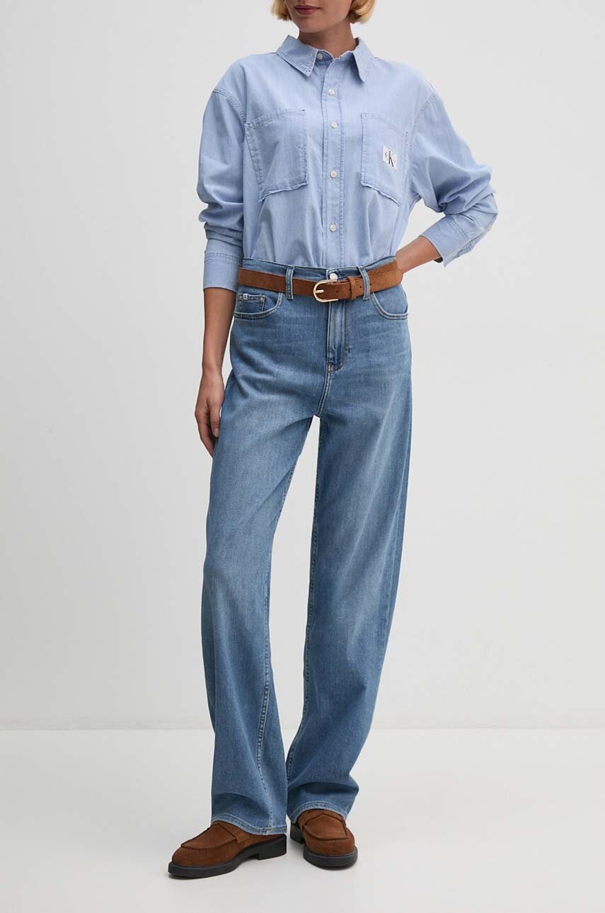 

Дънки Calvin Klein Jeans с висока талия J20J223643, Син