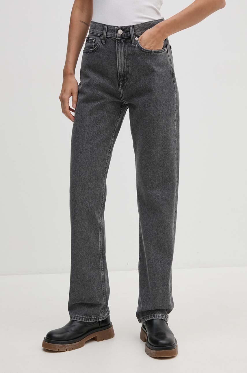 

Дънки Calvin Klein Jeans с висока талия J20J223657, Сив