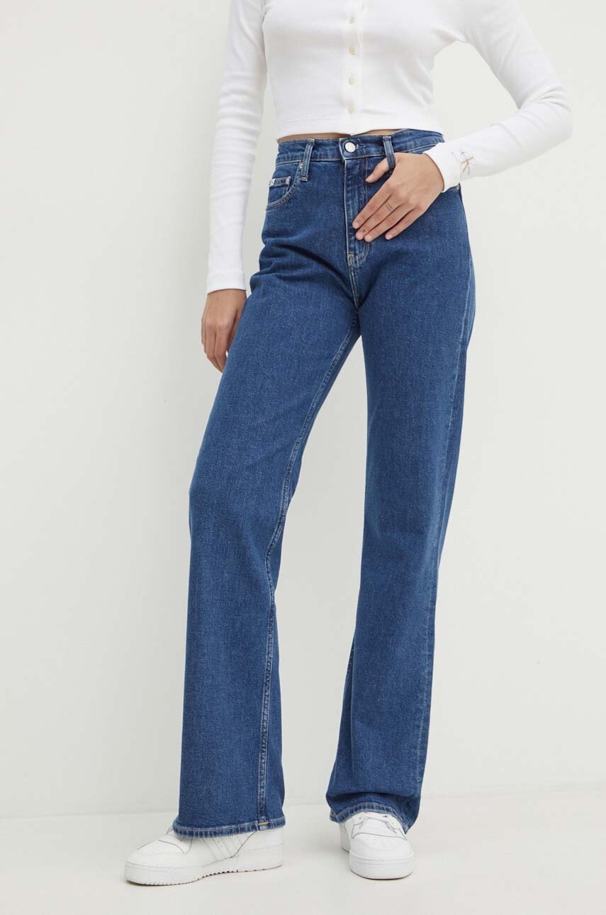 

Дънки Calvin Klein Jeans с висока талия J20J223894, Син