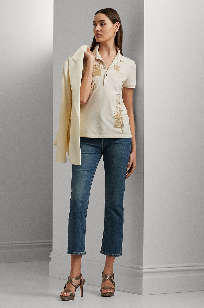 

Памучни дънки Lauren Ralph Lauren с висока талия 200940301, Син