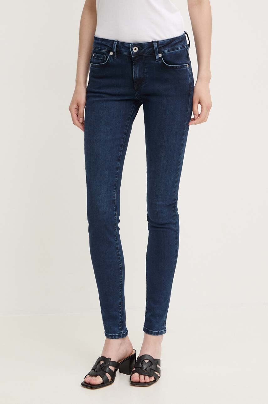 Pepe Jeans jeansi SKINNY JEANS LW femei, culoarea albastru marin, PL204583CU2