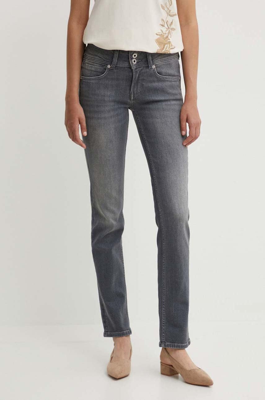 Pepe Jeans jeansi SLIM JEANS LW femei, culoarea albastru marin, PL204729UH7 Pepe Jeans jeansi SLIM JEANS LW femei, culoarea albastru marin, PL204729UH7