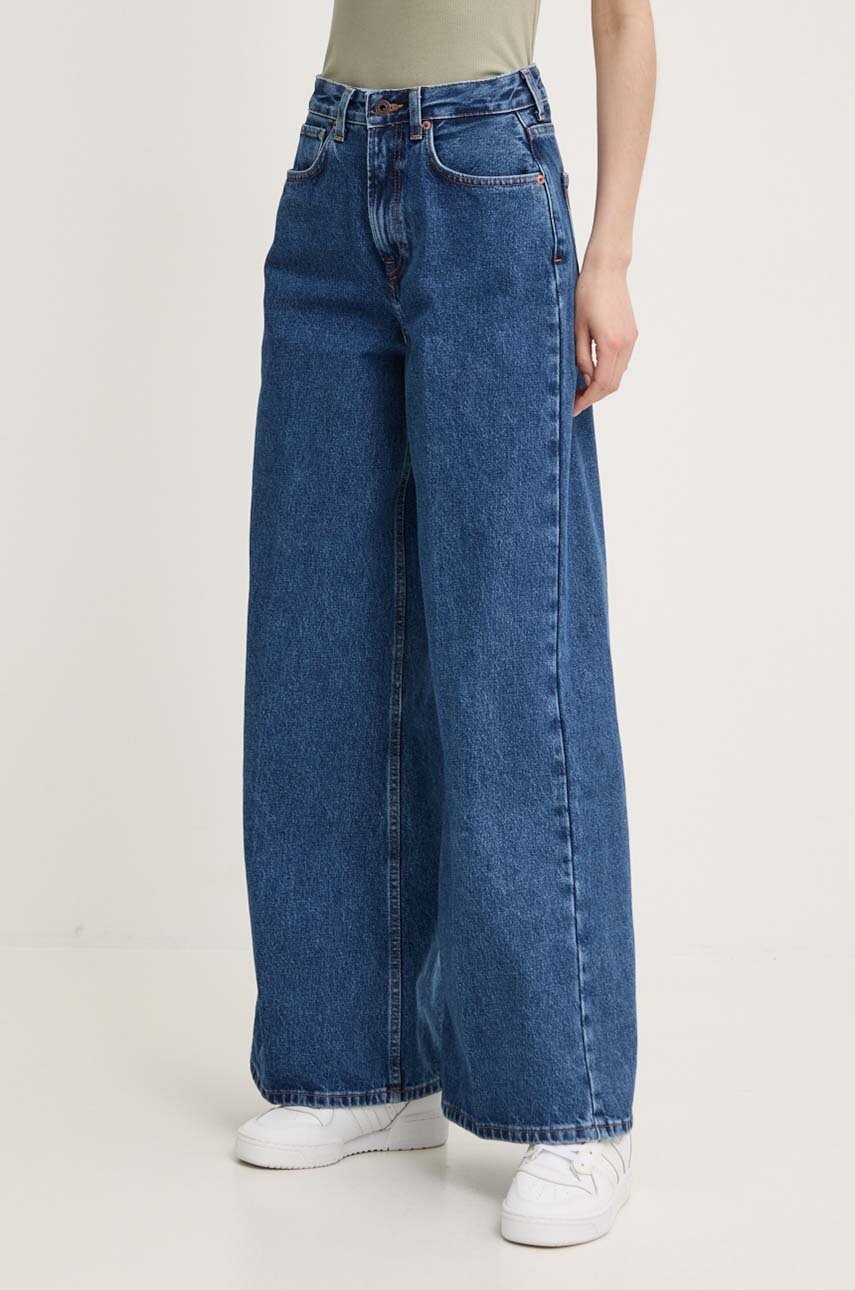 Pepe Jeans jeansi WIDE LEG JEANS UHW femei, culoarea albastru marin, PL204740CT9