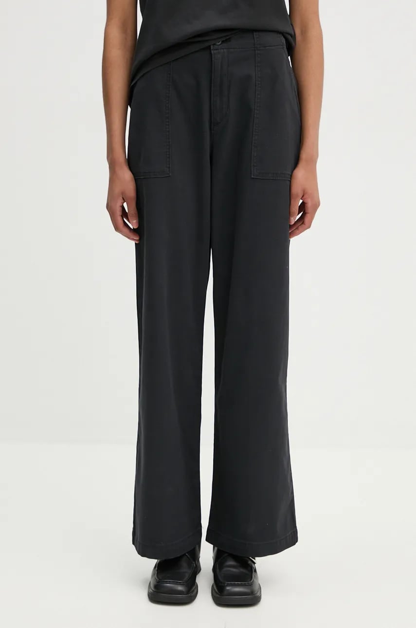 Levi's pantaloni femei, culoarea negru, lat, high waist, SURPLUS STRAIGHT Levi's pantaloni femei, culoarea negru, lat, high waist, SURPLUS STRAIGHT