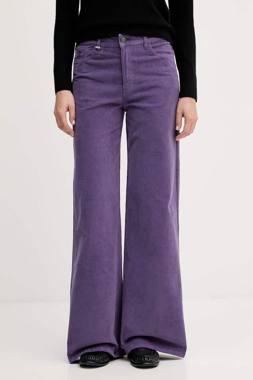 United Colors of Benetton pantaloni culoarea negru, lat, high waist, 41ULDE029