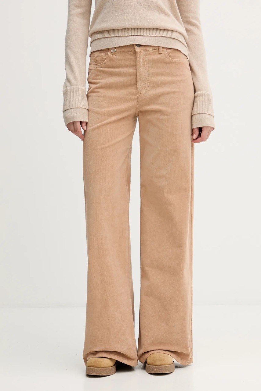 United Colors of Benetton pantaloni culoarea negru, lat, high waist, 41ULDE029