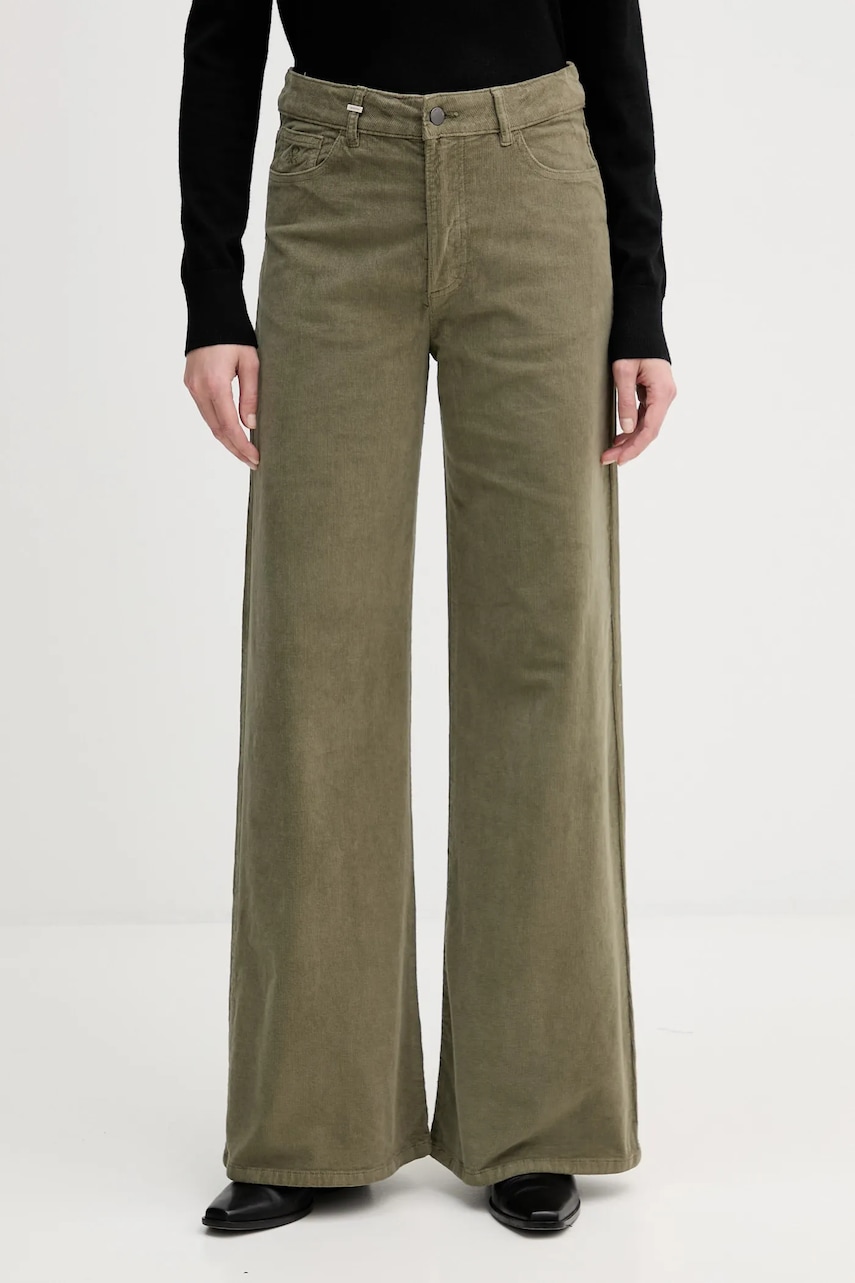 United Colors of Benetton pantaloni culoarea negru, lat, high waist, 41ULDE029