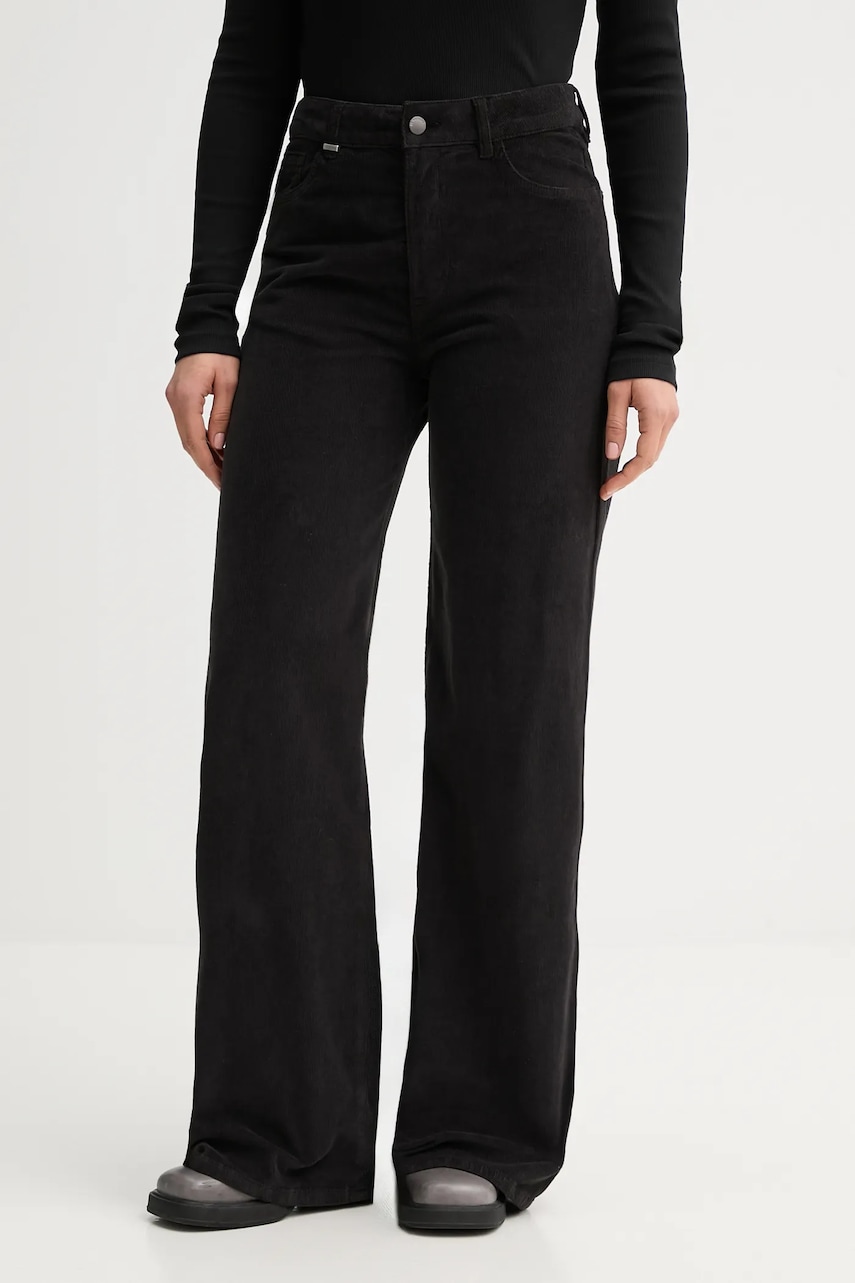 United Colors of Benetton pantaloni culoarea negru, lat, high waist, 41ULDE029