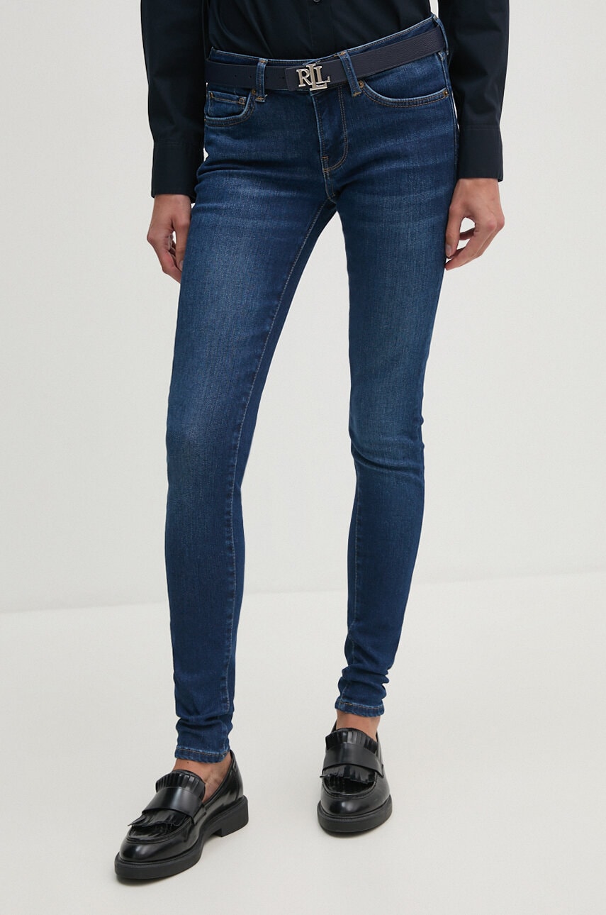 Pepe Jeans jeansi SKINNY JEANS LW femei, culoarea albastru marin, PL204583DP6 Pepe Jeans jeansi SKINNY JEANS LW femei, culoarea albastru marin, PL204583DP6