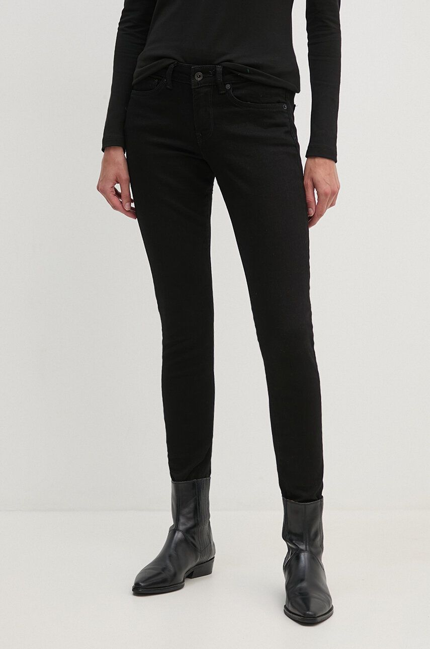 Pepe Jeans jeansi SKINNY JEANS LW femei, culoarea negru, PL204583XG9