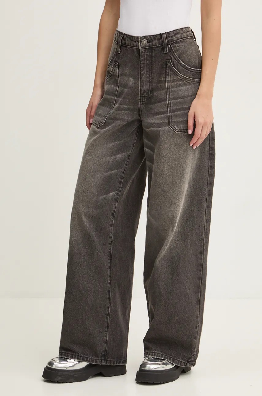 

Дънки Guess Originals с висока талия W4BG02 D4Y50, Сив