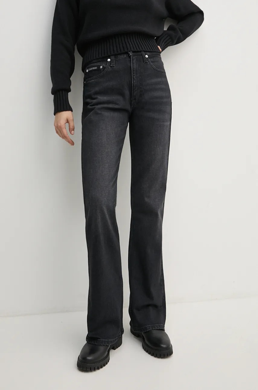 

Дънки Calvin Klein Jeans с висока талия J20J224024, Черен