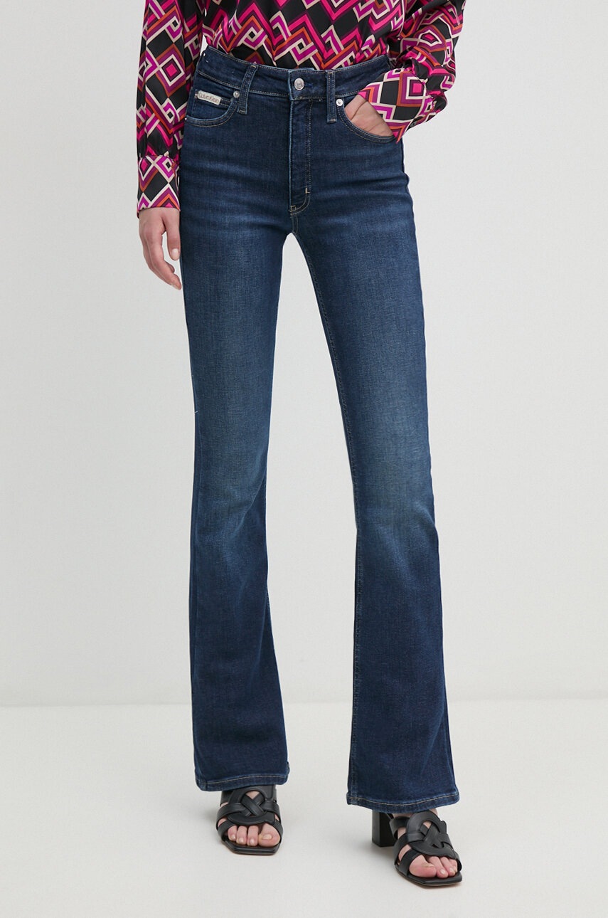 

Дънки Calvin Klein Jeans с висока талия J20J223993, Тъмносин