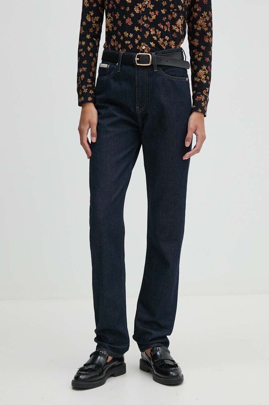 Levně Džíny Calvin Klein Jeans dámské, tmavomodrá barva, J20J224004