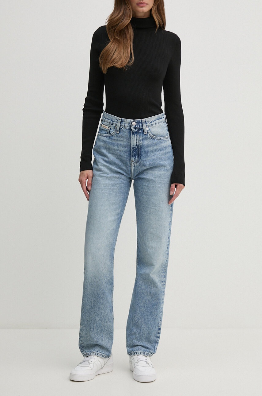 

Дънки Calvin Klein Jeans с висока талия J20J224031, Син