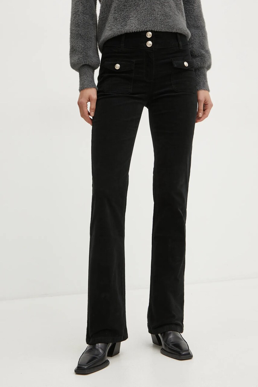 Levně Kalhoty Morgan POLENO dámské, černá barva, zvony, high waist, POLENO
