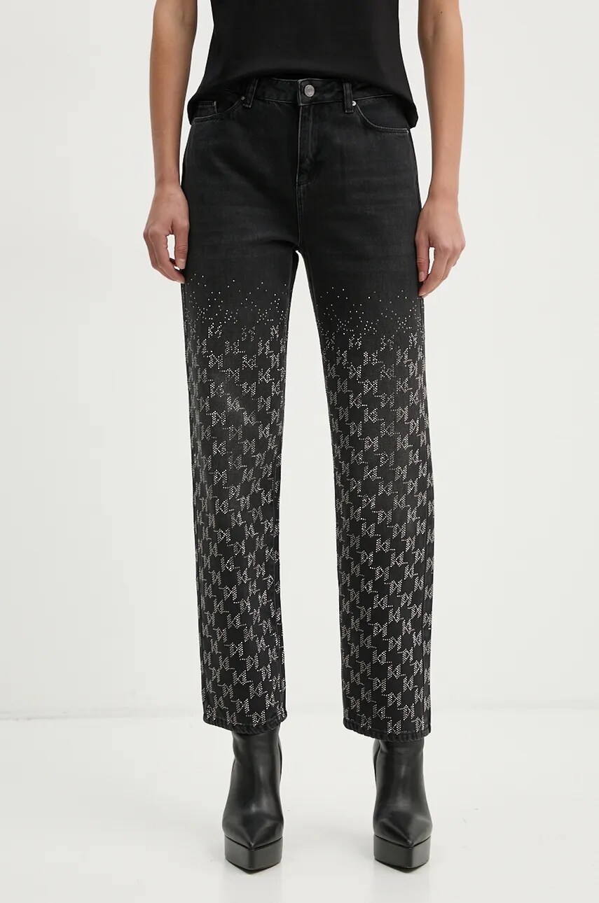 

Дънки Karl Lagerfeld с висока талия 246W1105, Черен