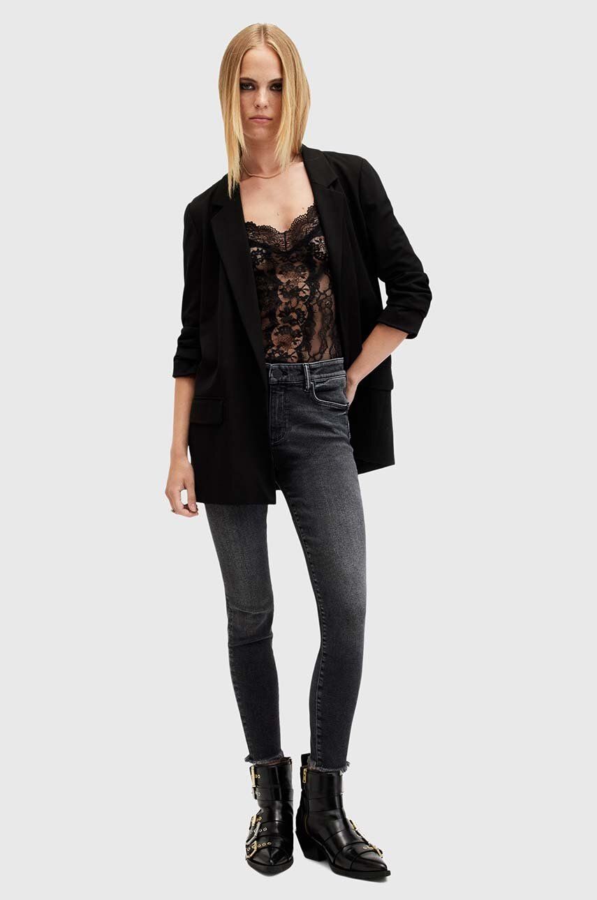 AllSaints blugi din bumbac MILLER PUSHUP JEAN culoarea negru, W052EB