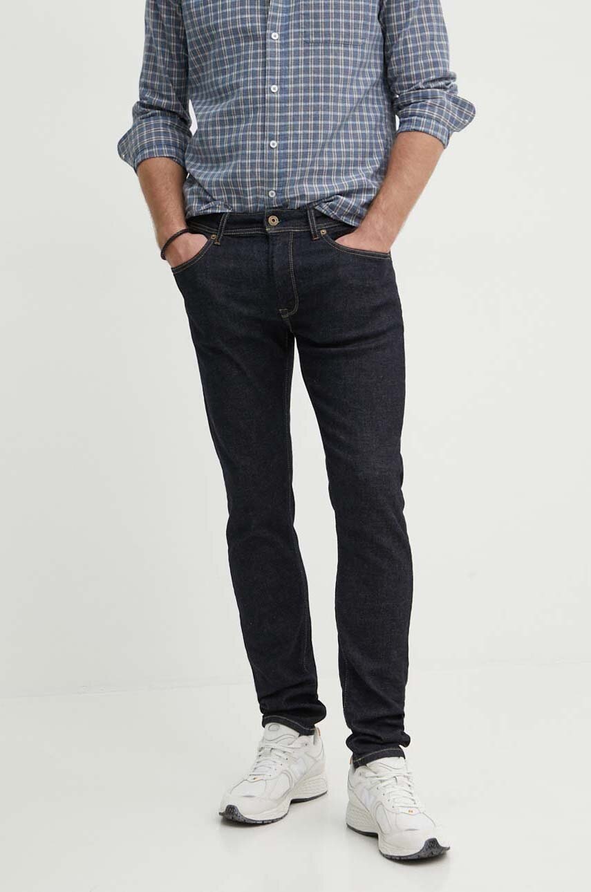Pepe Jeans jeansi TAPERED JEANS barbati, culoarea albastru marin, PM207390AB1