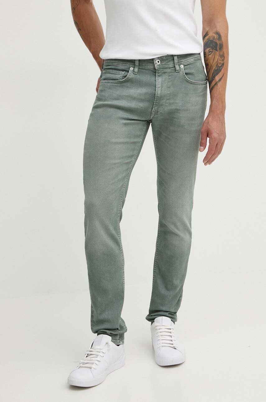 Pepe Jeans jeansi TAPERED JEANS barbati, culoarea verde, PM207390YB2