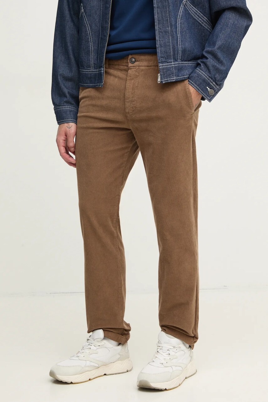 United Colors of Benetton pantaloni de catifea cord culoarea maro, drept, 41ULUF04Z