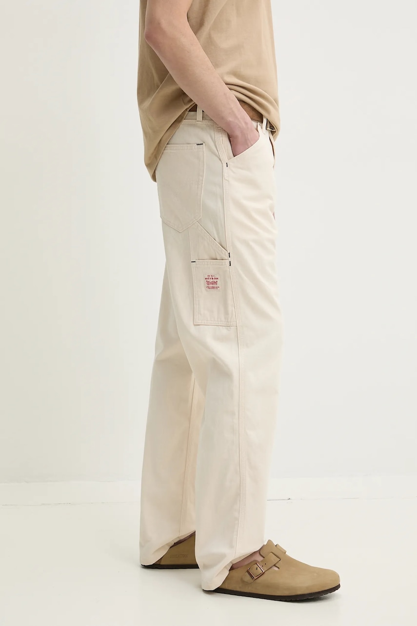 Levi\'s pantaloni de bumbac culoarea bej, drept, 568 LOOSE STRT