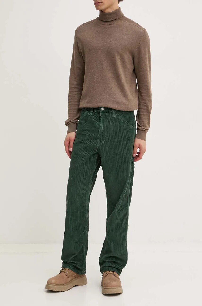 Levi's pantaloni de bumbac culoarea verde, drept, 568 LOOSE STRT Levi's pantaloni de bumbac culoarea verde, drept, 568 LOOSE STRT