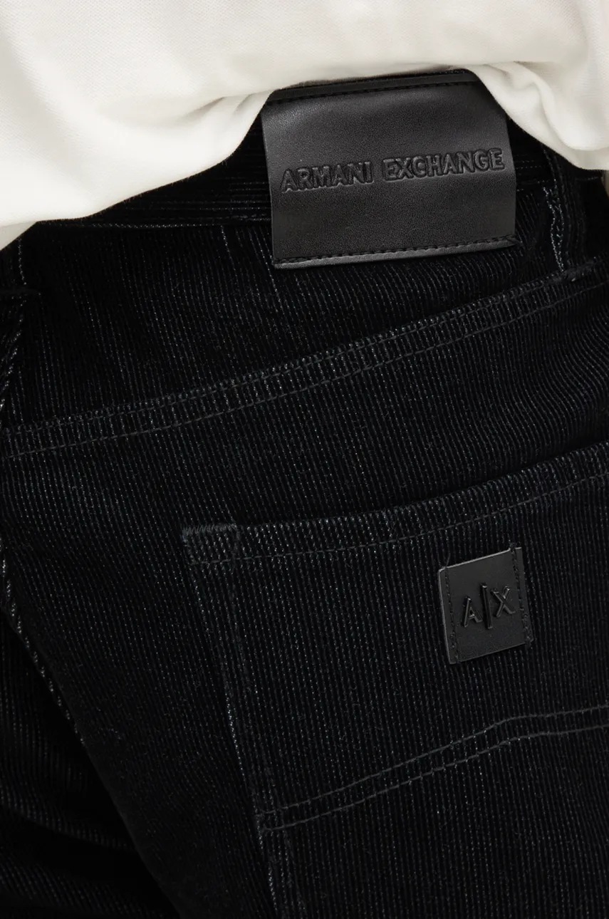 Вельветові штани Armani Exchange колір чорний облягаючі XM000075 AF10391 