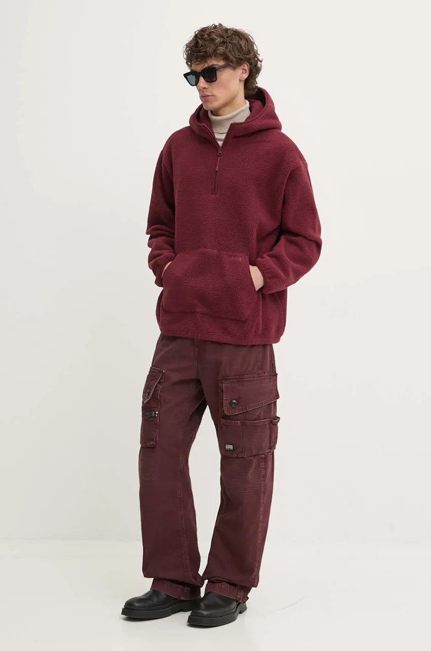 Хлопковые брюки G-Star Raw цвет бордовый прямые D25359-D491 Хлопковые брюки G-Star Raw цвет бордовый прямые D25359-D491